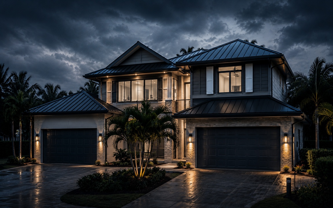 Front elevation of a two-storey Florida home during a Lunar buyer home inspection in Nocatee, Florida